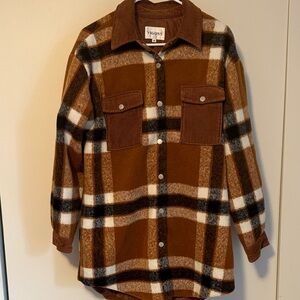 Vigoss Brown and White Plaid Jacket